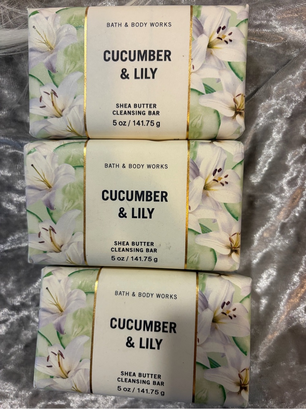 Bath & Body Works Cucumber & Lily Shea Butter Cleansing Bar Bundle